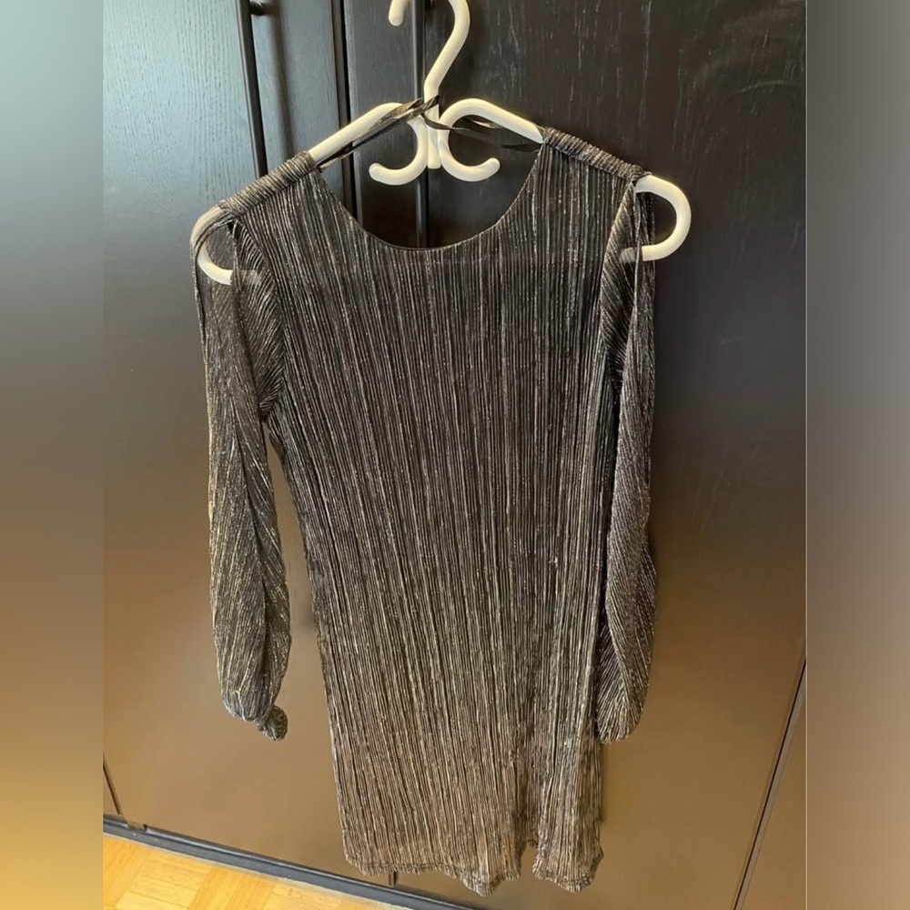 Le Chateau Shimmering Black Long Sleeve Dress